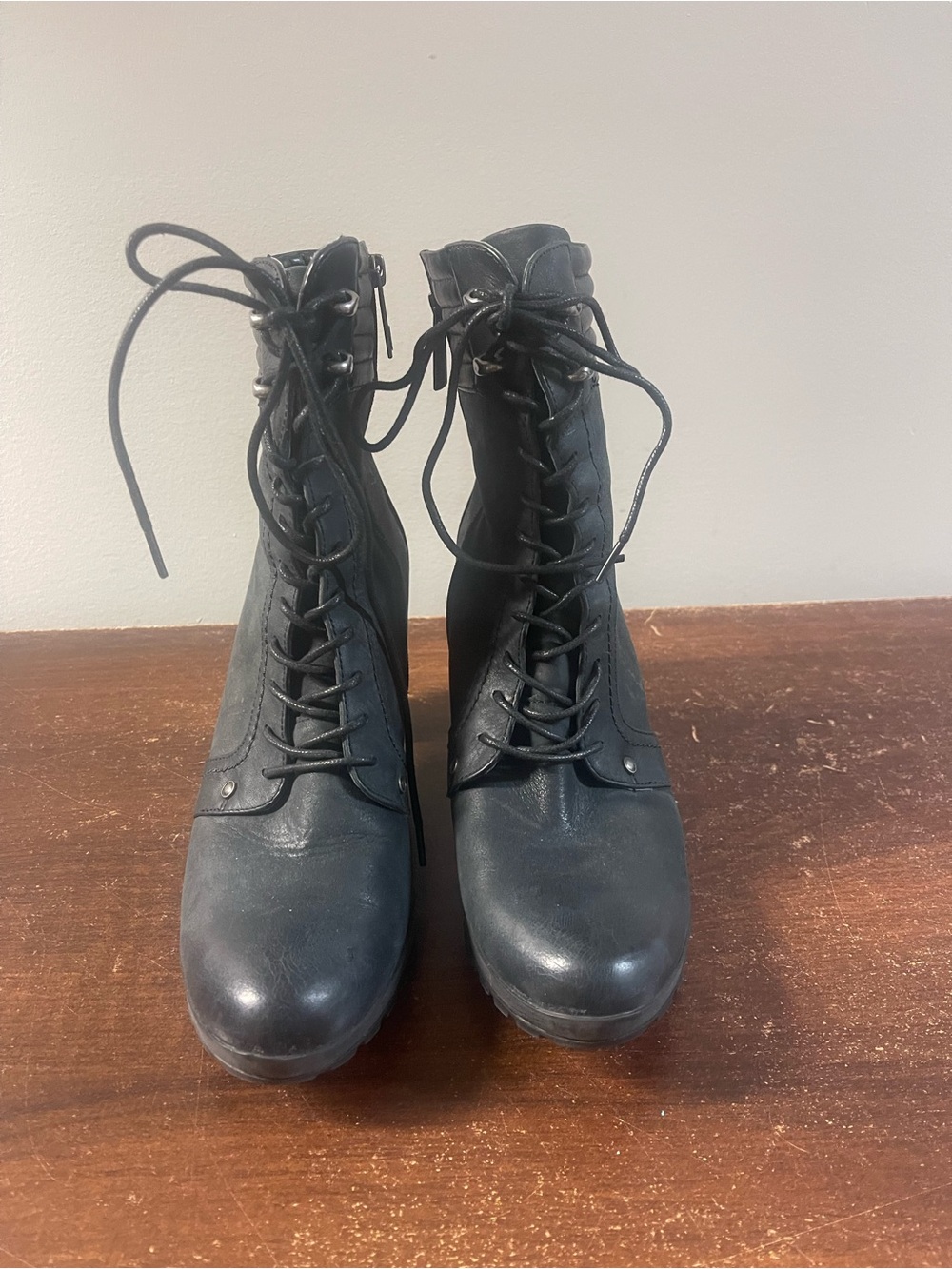 Blondo Black Lace-Up Platform Ankle Boots